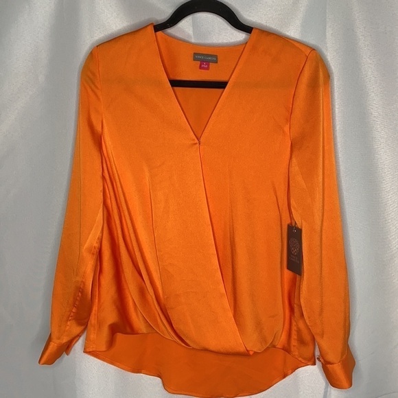 Vince Camuto Wrap Front Hammer Satin Blouse - Picture 2 of 6